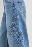 Risen Flower Patch Barrel Jean