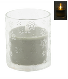 4" Snowflake Glass Jar LED Candle