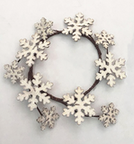 4.5" Wooden Snowflake Candle Ring