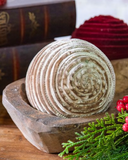 4" Beige Velvet Deco Ball
