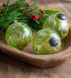 4" Green + Gold Leaf Ornament
