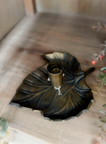 Vintage Bronze Maple Leaf Taper Holder