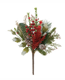 17" Mixed Pine + Berries Spray