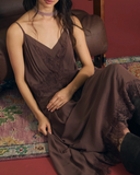 Chocolate Lace Drop Waist Slip Dress