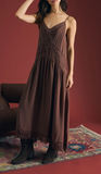 Chocolate Lace Drop Waist Slip Dress