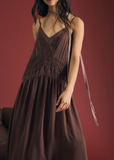 Chocolate Lace Drop Waist Slip Dress