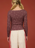 Boat Neck Polka Dot Long Sleeve
