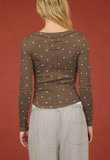 Boat Neck Polka Dot Long Sleeve