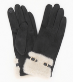 Faux Fur + Buckle Touchscreen Gloves