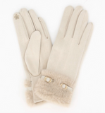 Faux Fur + Buckle Touchscreen Gloves