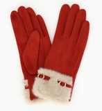 Faux Fur + Buckle Touchscreen Gloves