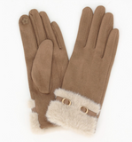 Faux Fur + Buckle Touchscreen Gloves