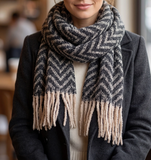 Geo Herringbone Fringe Scarf