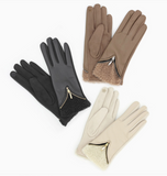Zipper Faux Leather Touchscreen Gloves