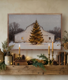 24x16 White Barn + Holiday Tree