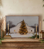 16x10 White Barn + Holiday Tree