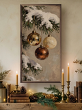18x36 Gold + Brown Ornaments