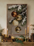 16x24 Four Gold & Brown Ornaments