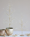 19" Metal Wire Tree with Pearls + Crystals