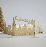 Metal Folding Santa + Village Mantle Scene