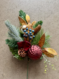 24" Royal Flush Pine + Ornament Spray