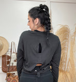 Black Open Back Long Sleeve